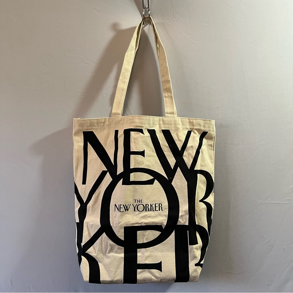 The New Yorker Canvas Tote Bag Black and Cream - Picture 3 of 7